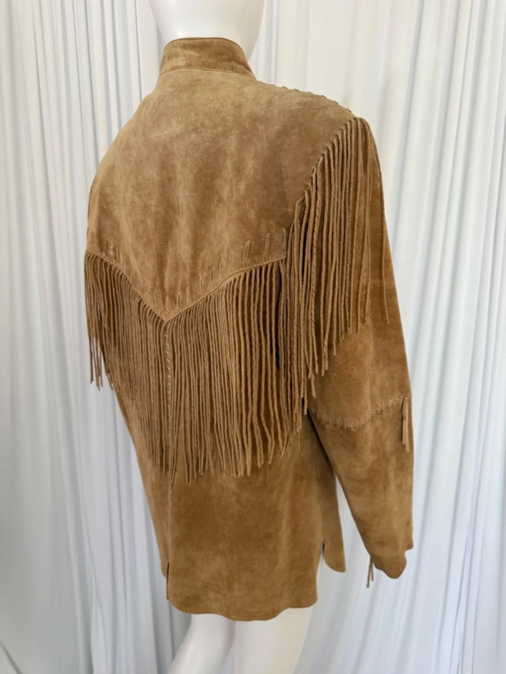 Scully Genuine Suede Leather Fringe Western Jacket Tan Camel Size L